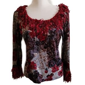 Victorian vampire velvet Burgundy fringe goth 90s